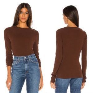 Agolde Long Sleeve Crew Neck Ribbed Tee Size M